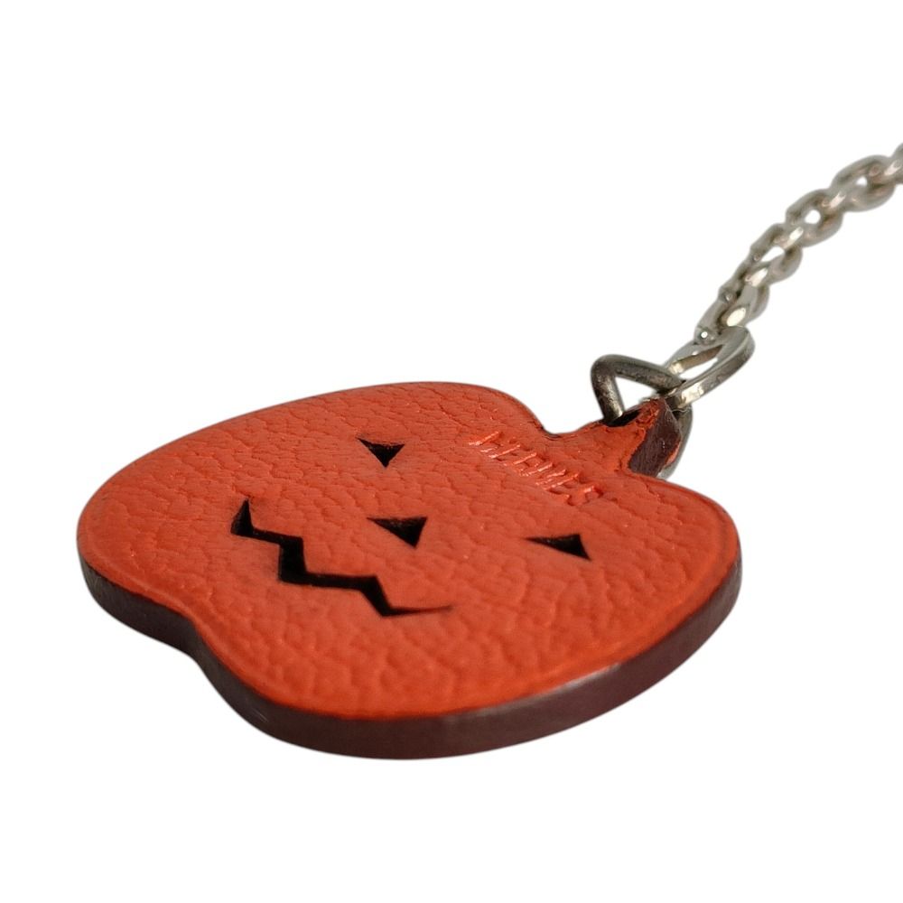 Hermes Leather Pumpkin Charm Orange Keychain — view 3