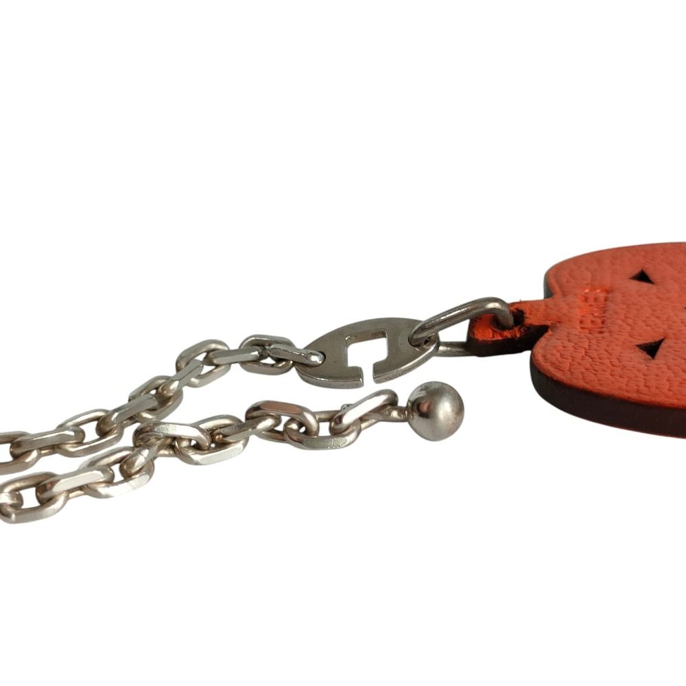 Hermes Leather Pumpkin Charm Orange Keychain — view 5