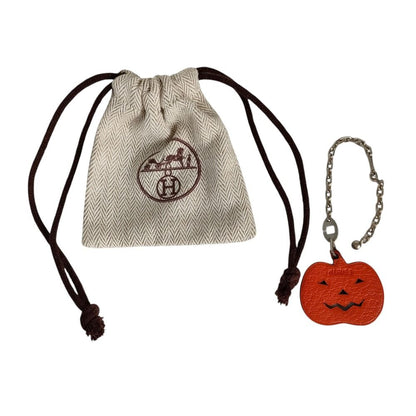 Hermes Leather Pumpkin Charm Orange Keychain — view 8