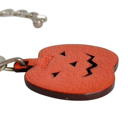 Hermes Leather Pumpkin Charm Orange Keychain — view 4