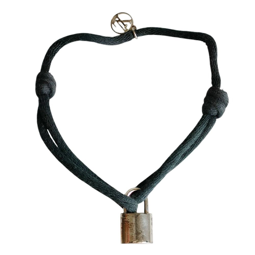 Louis Vuitton Cadena Charm Lockit Cord Bracelet 925 Navy Silver — view 2