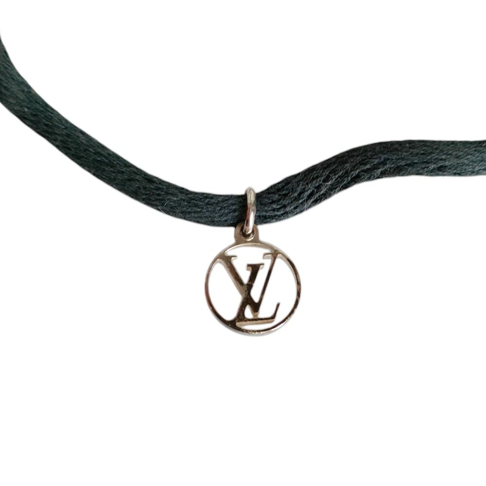 Louis Vuitton Cadena Charm Lockit Cord Bracelet 925 Navy Silver — view 7