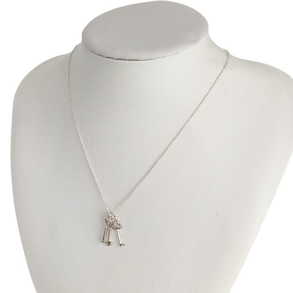 Tiffany & Co Triple Sleek Chain Pendant Necklace Silver — view 9