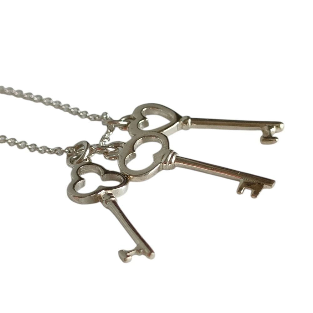 Tiffany & Co Triple Sleek Chain Pendant Necklace Silver — view 2
