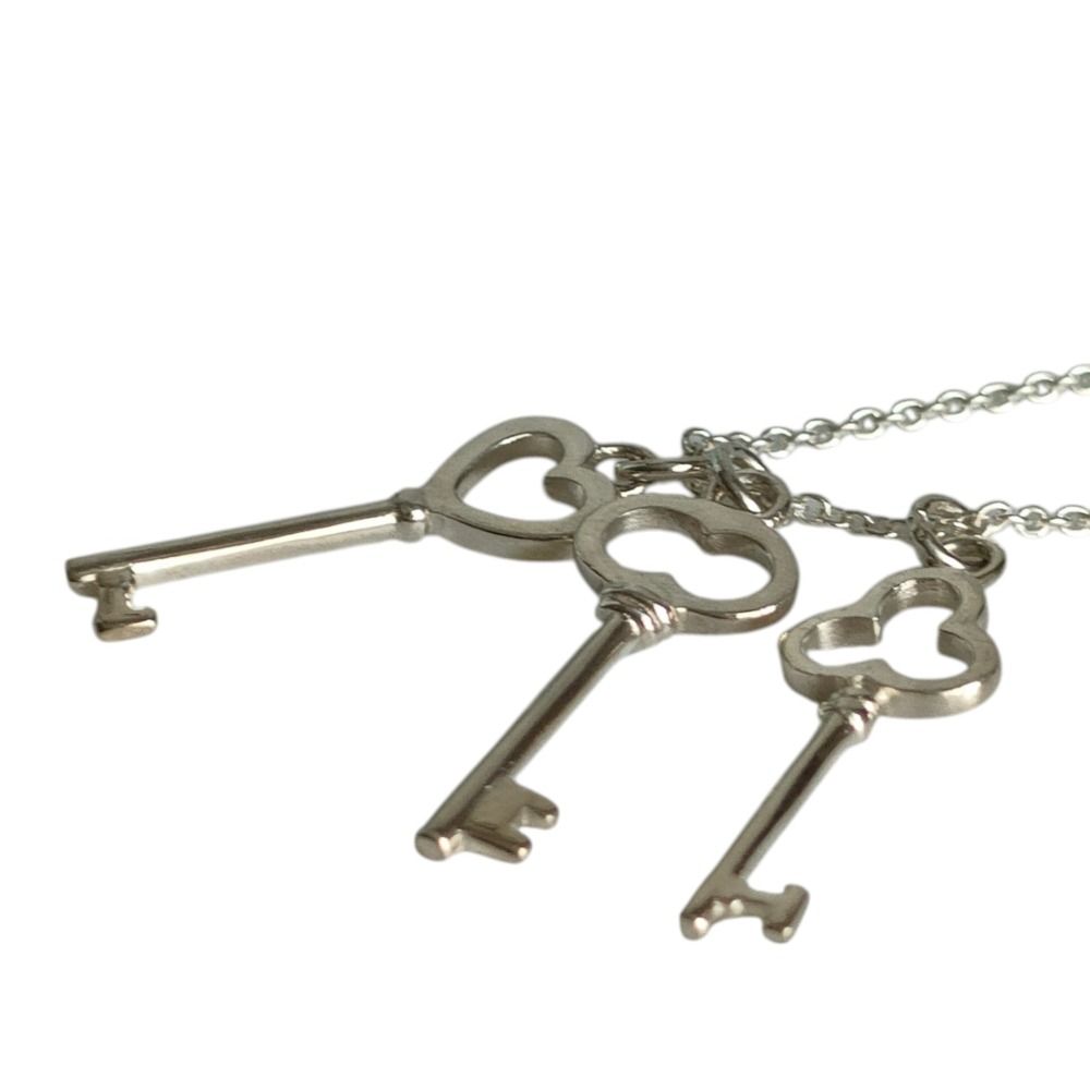 Tiffany & Co Triple Sleek Chain Pendant Necklace Silver — view 4