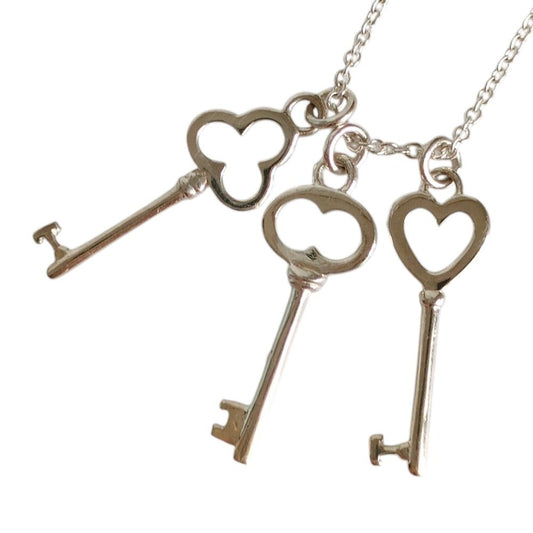 Tiffany & Co Triple Sleek Chain Pendant Necklace Silver