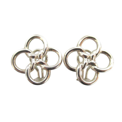 Tiffany & Co Elsa Peretti Quadro Folio Clover Clip Earrings 925 Sterling Silver