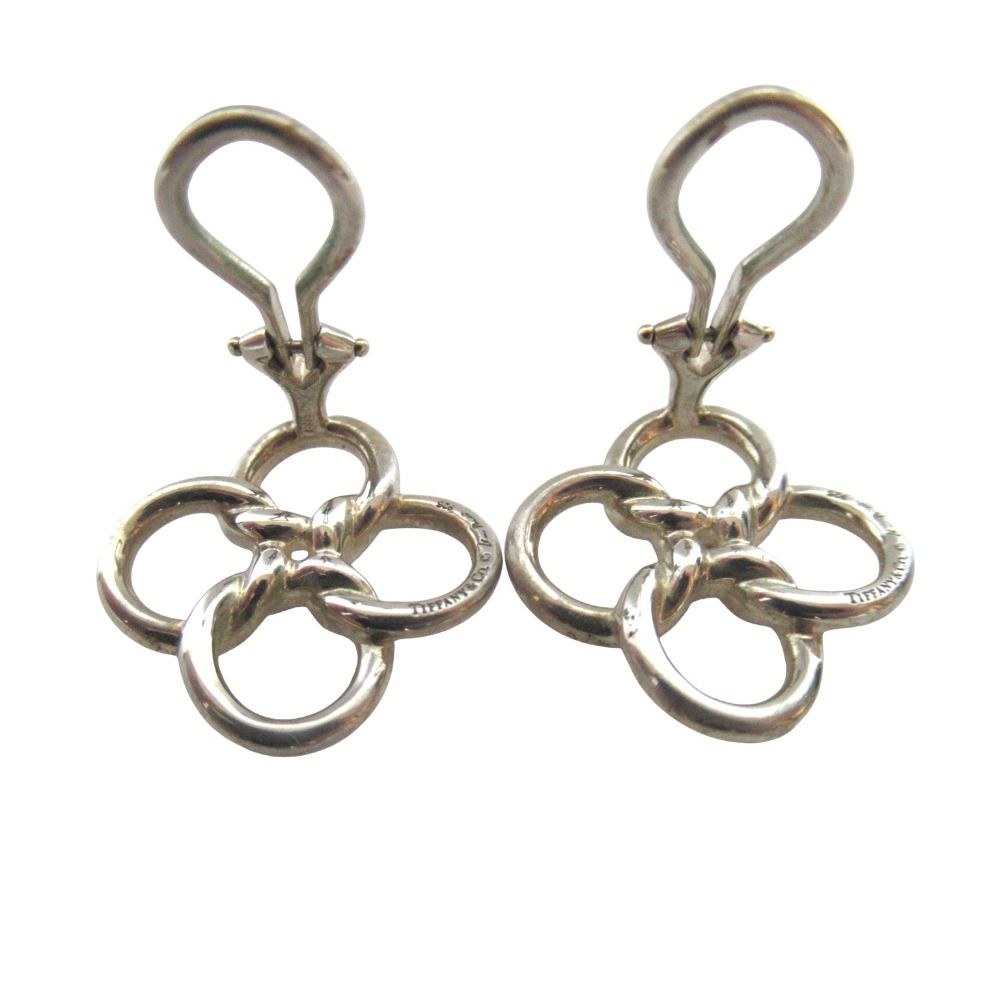 Tiffany & Co Elsa Peretti Quadro Folio Clover Clip Earrings 925 Sterling Silver — view 3
