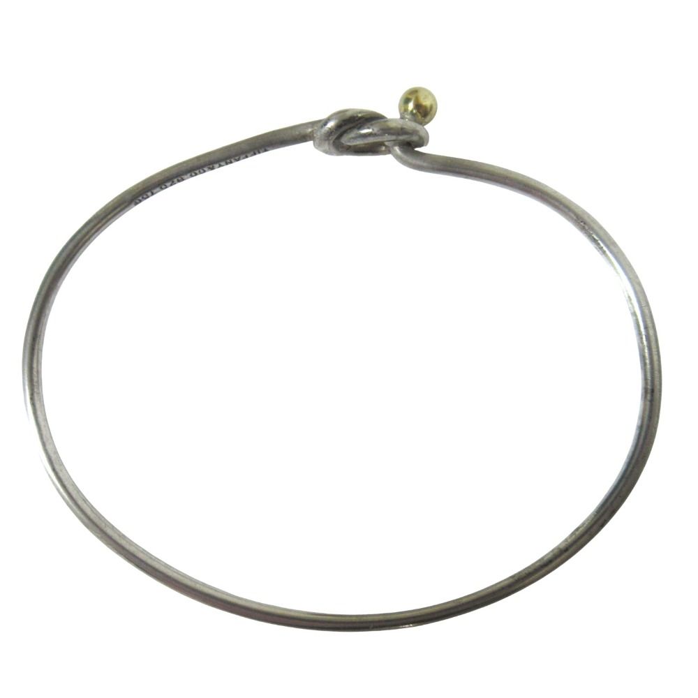 Tiffany & Co Vintage Love Knot Bangle Bracelet 925 750 Combination Silver Gold — view 2