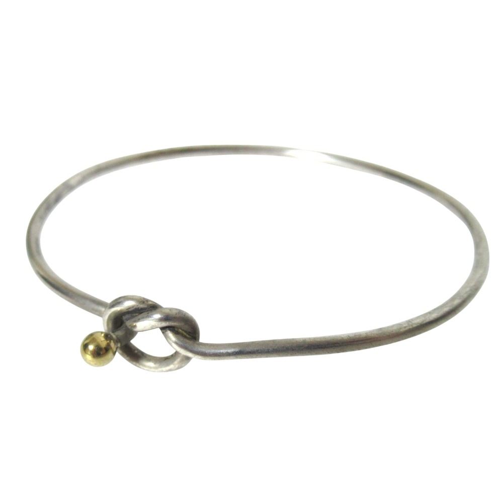 Tiffany & Co Vintage Love Knot Bangle Bracelet 925 750 Combination Silver Gold