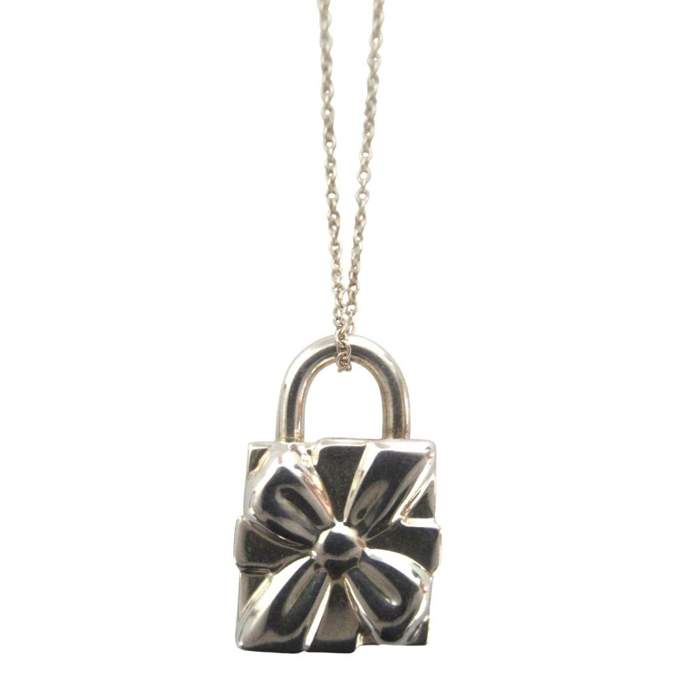 Tiffany & Co Present Box Motif Necklace Pendant 925 Sterling Silver