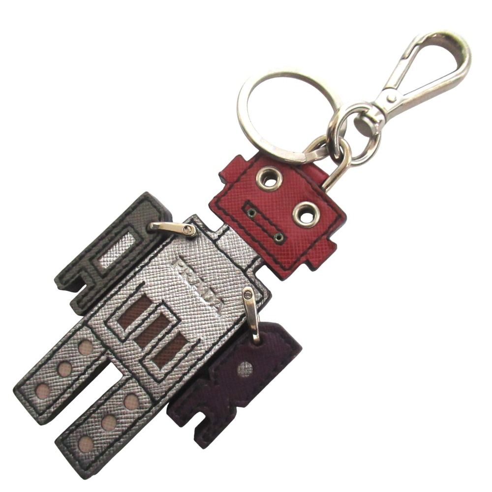 Prada Saffiano Leather Robot Key Holder Bag Charm Multicolor