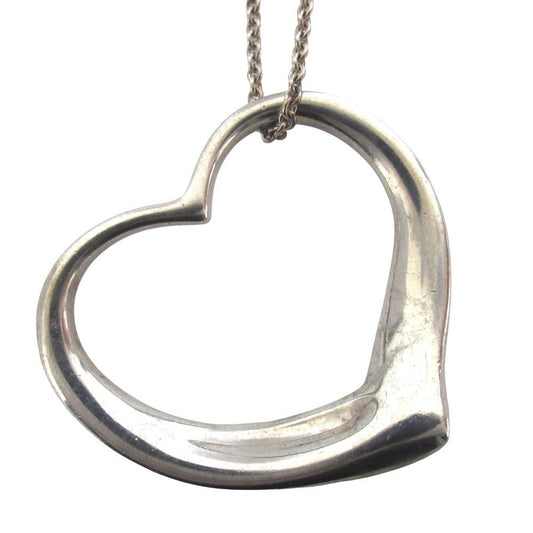Tiffany & Co Vintage Elsa Peretti Open Heart Large Long Necklace 925 Sterling