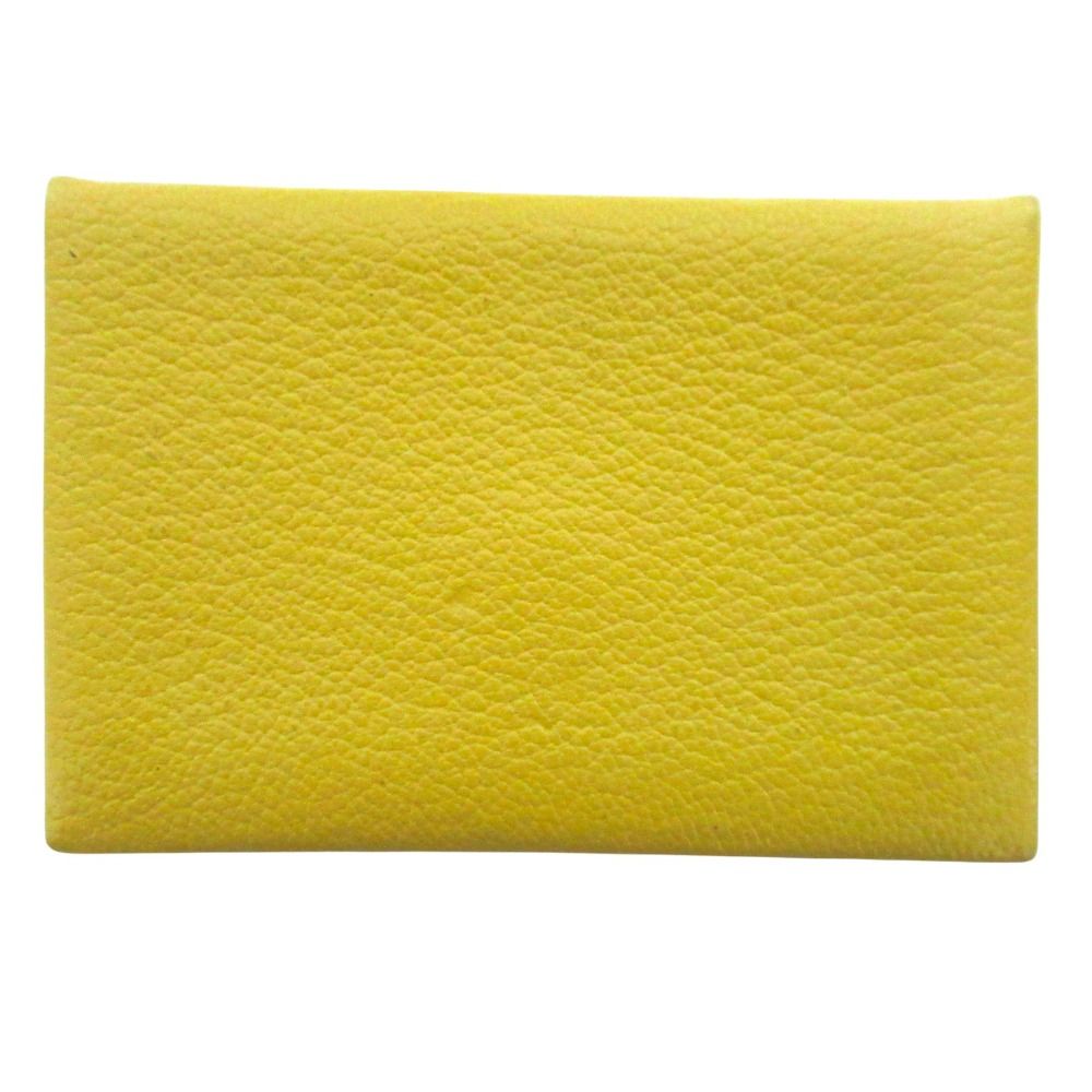 Hermes Chevre Calvi Card Case Johnunapur Yellow — view 2