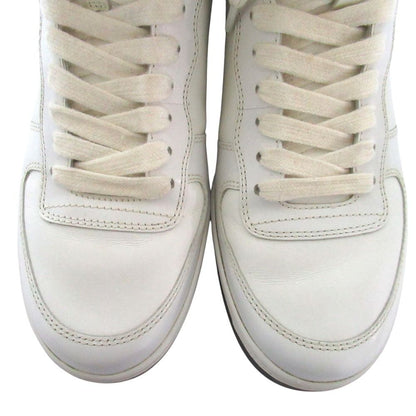 Prada Triangle Logo Leather High Cut Sneakers Shoes 179 8.5 White — view 5