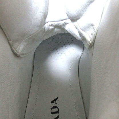 Prada Triangle Logo Leather High Cut Sneakers Shoes 179 8.5 White — view 8