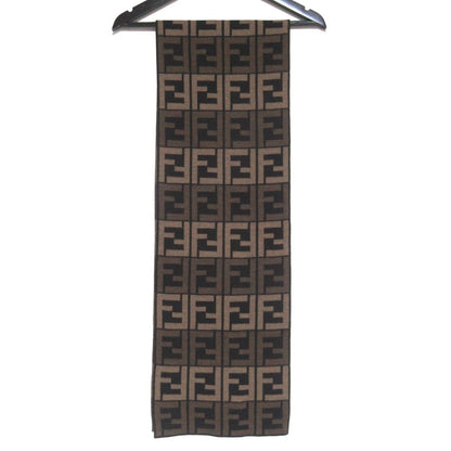 Fendi Zucca Pattern Knit Scarf Brown Black — view 3
