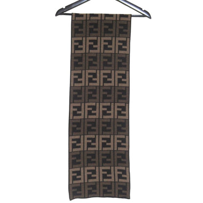 Fendi Zucca Pattern Knit Scarf Brown Black — view 2