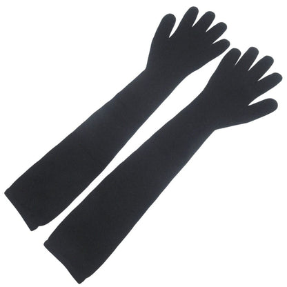 Hermes Cashmere Knit Long Gloves TU Black — view 2