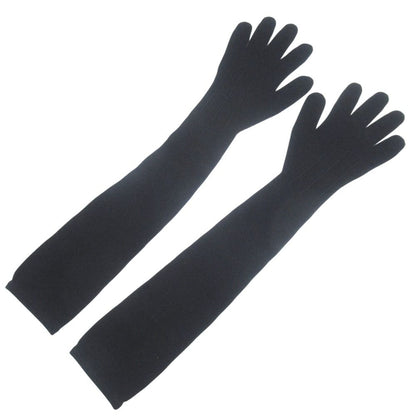 Hermes Cashmere Knit Long Gloves TU Black