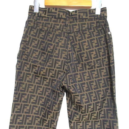 Fendi Vintage Zucca Pattern Jacquard Pants Beige Black — view 4