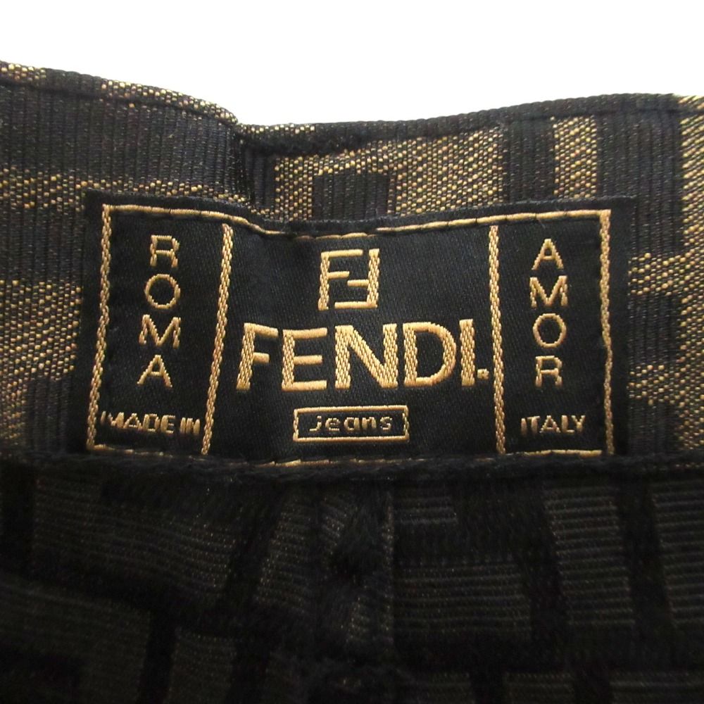 Fendi Vintage Zucca Pattern Jacquard Pants Beige Black — view 8