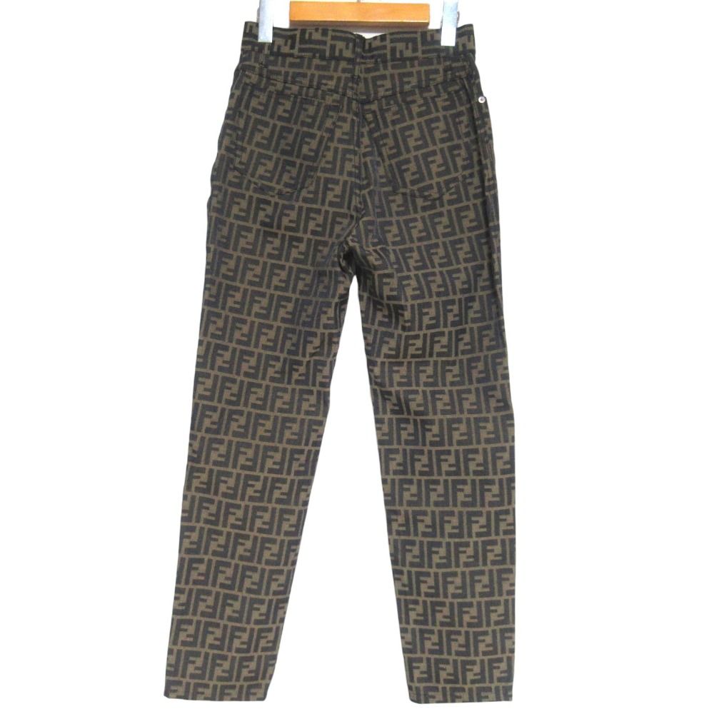 Fendi Vintage Zucca Pattern Jacquard Pants Beige Black — view 2