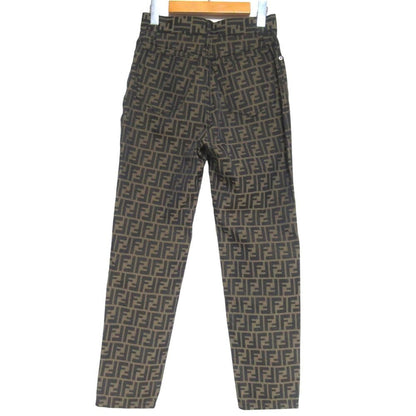 Fendi Vintage Zucca Pattern Jacquard Pants Beige Black — view 2