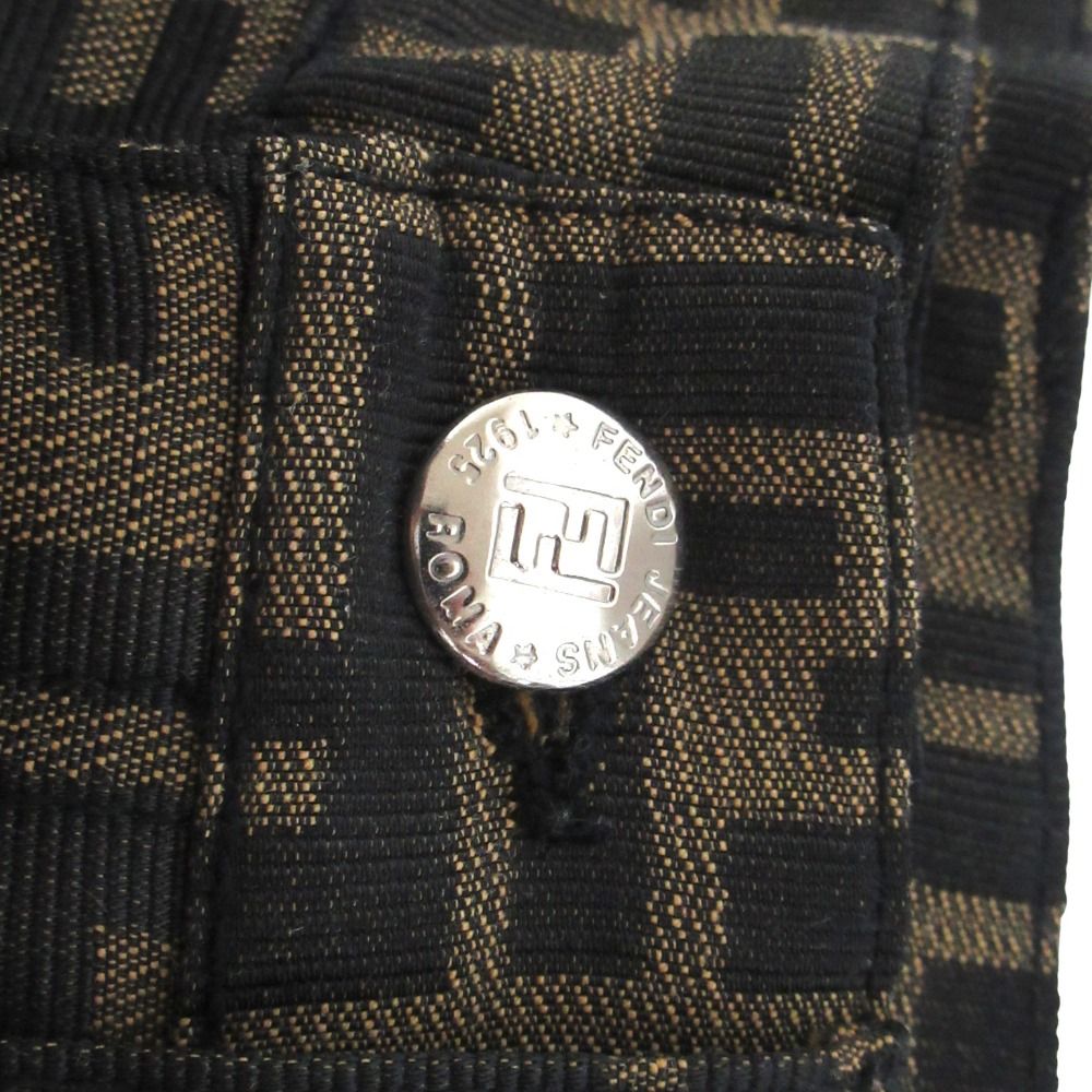 Fendi Vintage Zucca Pattern Jacquard Pants Beige Black — view 5