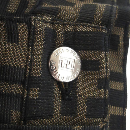 Fendi Vintage Zucca Pattern Jacquard Pants Beige Black — view 5