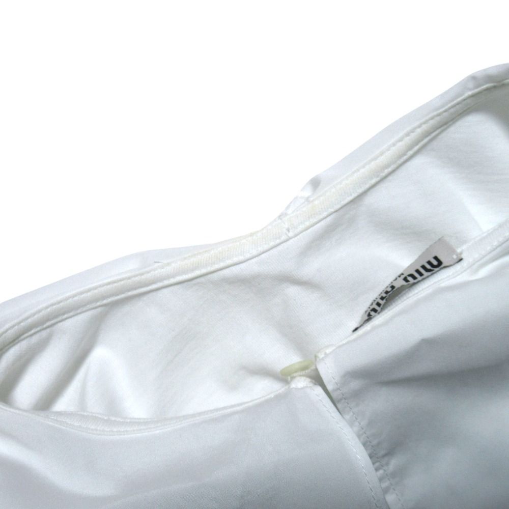 Miu Miu Miu Logo Print Frill Color Puff Sleeve Pullover Blouse XS White Sweater — view 4