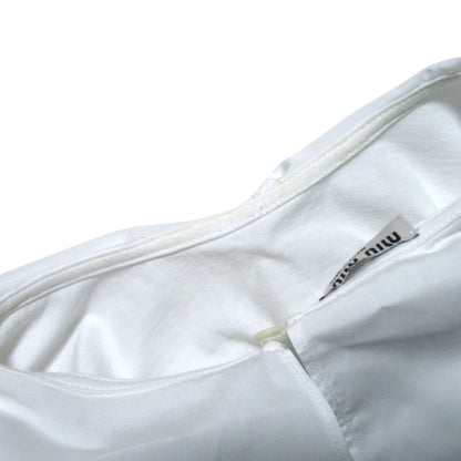 Miu Miu Miu Logo Print Frill Color Puff Sleeve Pullover Blouse XS White Sweater — view 4