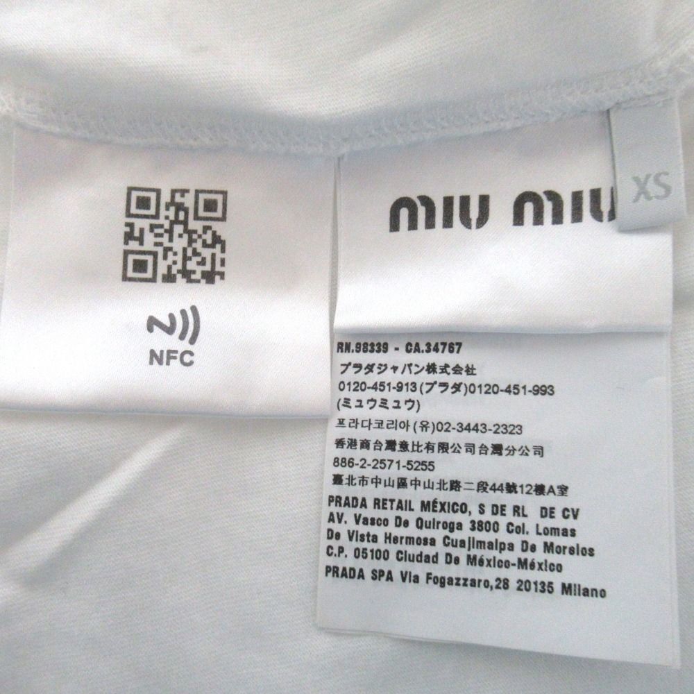 Miu Miu Miu Logo Print Frill Color Puff Sleeve Pullover Blouse XS White Sweater — view 9