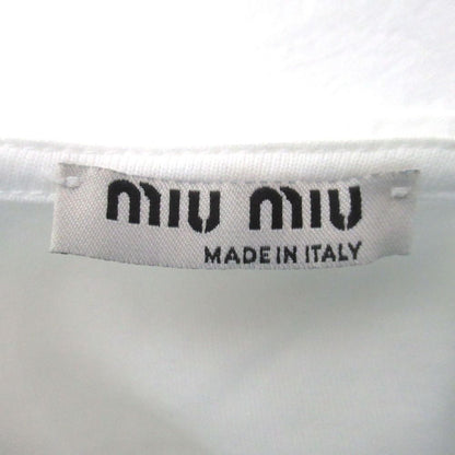 Miu Miu Miu Logo Print Frill Color Puff Sleeve Pullover Blouse XS White Sweater — view 5