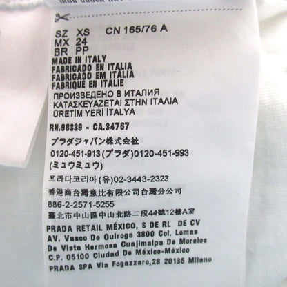 Miu Miu Miu Logo Print Frill Color Puff Sleeve Pullover Blouse XS White Sweater — view 6