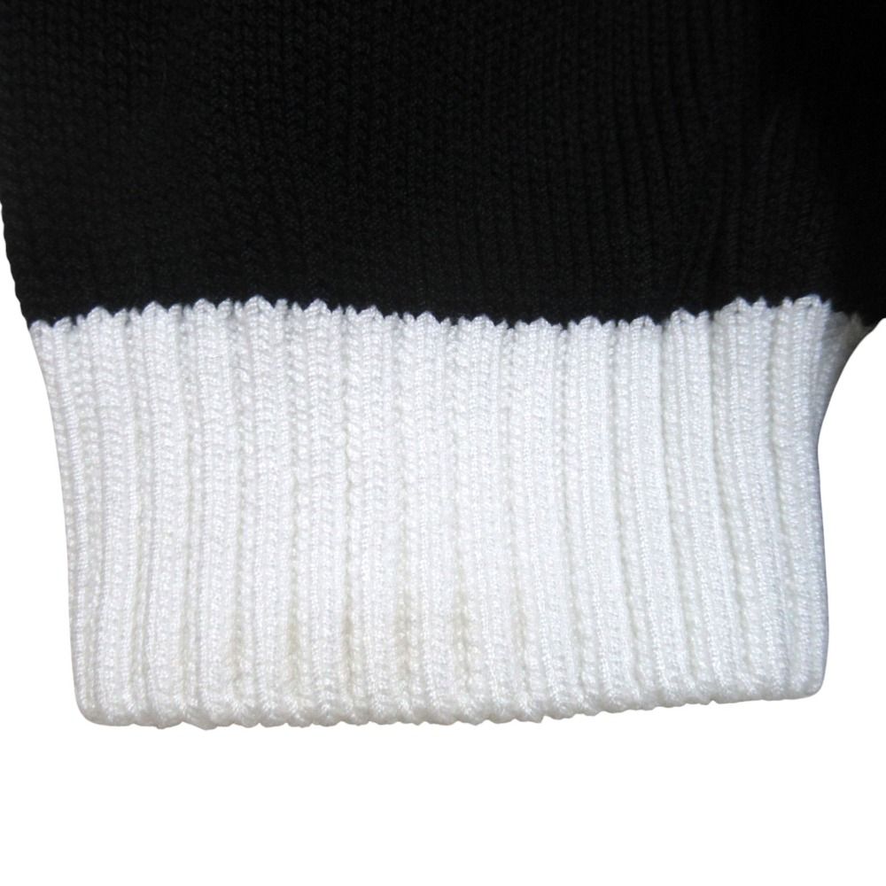 Prada Logo Embroidery Bicolor Cropped Short Sleeve Knit Sweater 38 165 Black — view 4