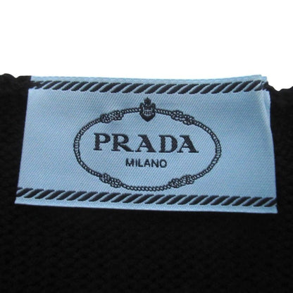 Prada Logo Embroidery Bicolor Cropped Short Sleeve Knit Sweater 38 165 Black — view 6