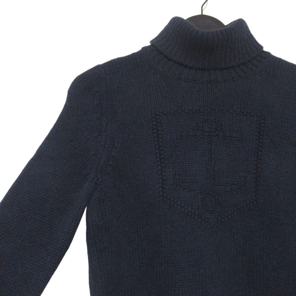 Celine Emblem Cashmere Turtleneck Long Sleeve Knit Sweater L Navy — view 2