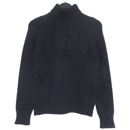 Celine Emblem Cashmere Turtleneck Long Sleeve Knit Sweater L Navy
