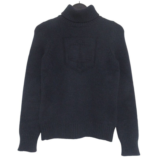 Celine Emblem Cashmere Turtleneck Long Sleeve Knit Sweater L Navy