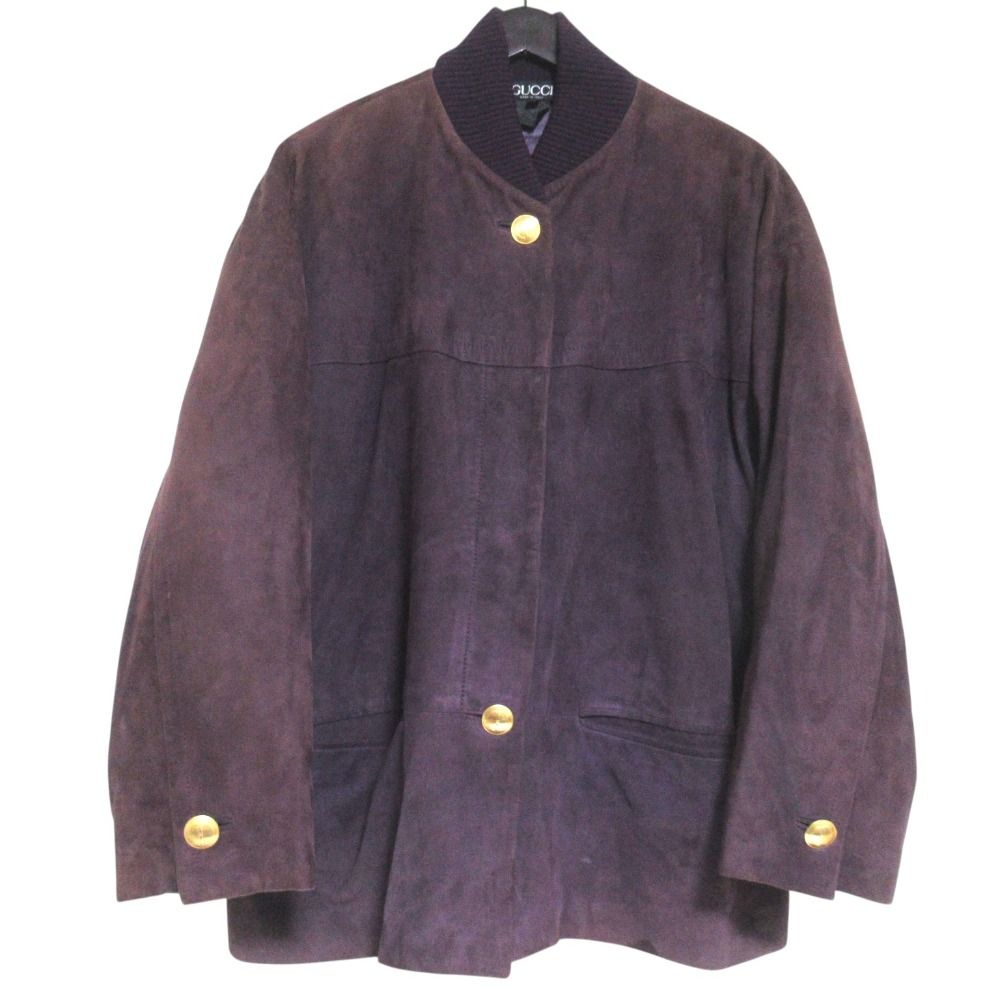 Gucci Era Suede Leather Padded Bomber Jacket 42 Purple