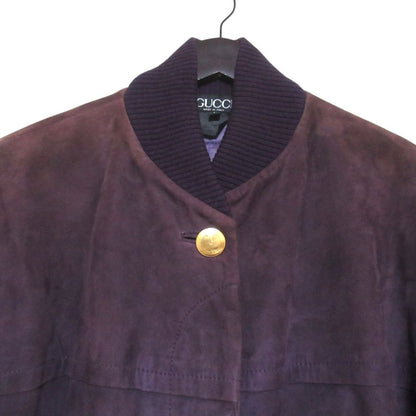 Gucci Era Suede Leather Padded Bomber Jacket 42 Purple — view 4