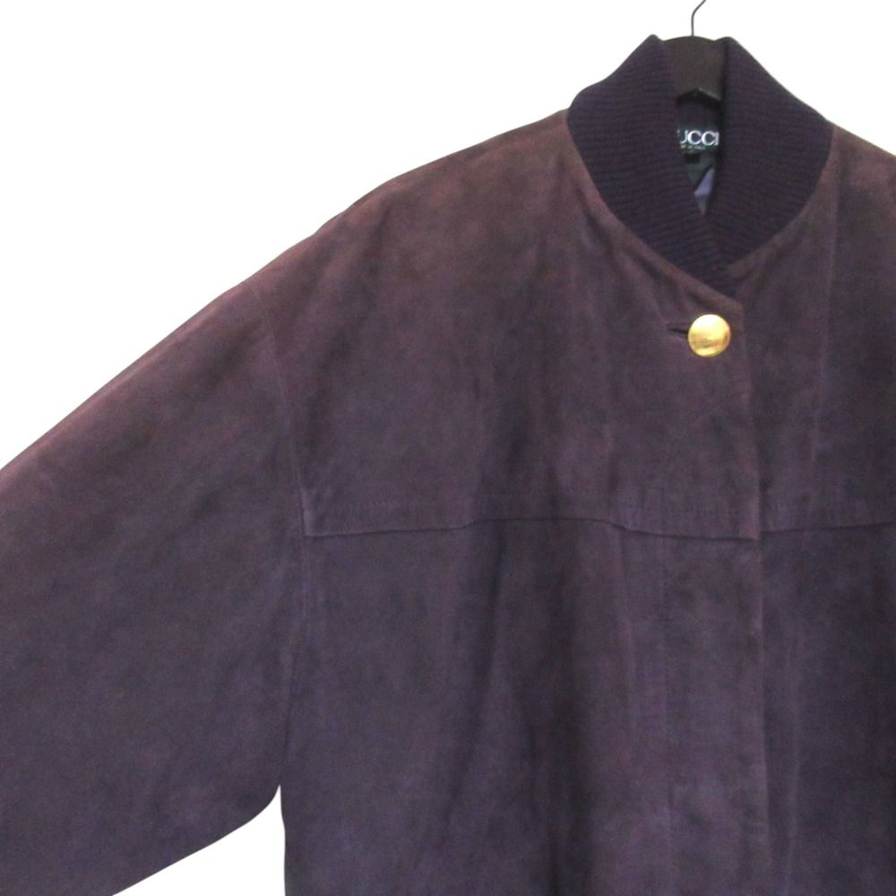 Gucci Era Suede Leather Padded Bomber Jacket 42 Purple — view 3