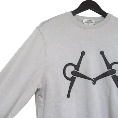 Hermes Horsebit Leather Patch Sweatshirt Shirt S Beige — view 3
