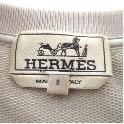 Hermes Horsebit Leather Patch Sweatshirt Shirt S Beige — view 7