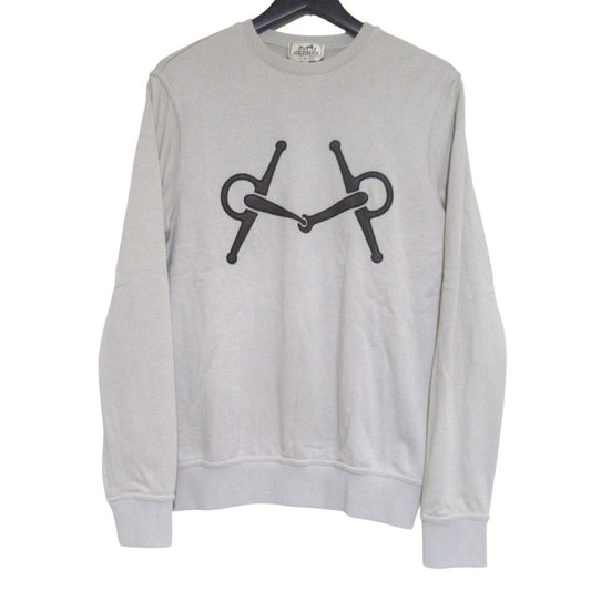Hermes Horsebit Leather Patch Sweatshirt Shirt S Beige