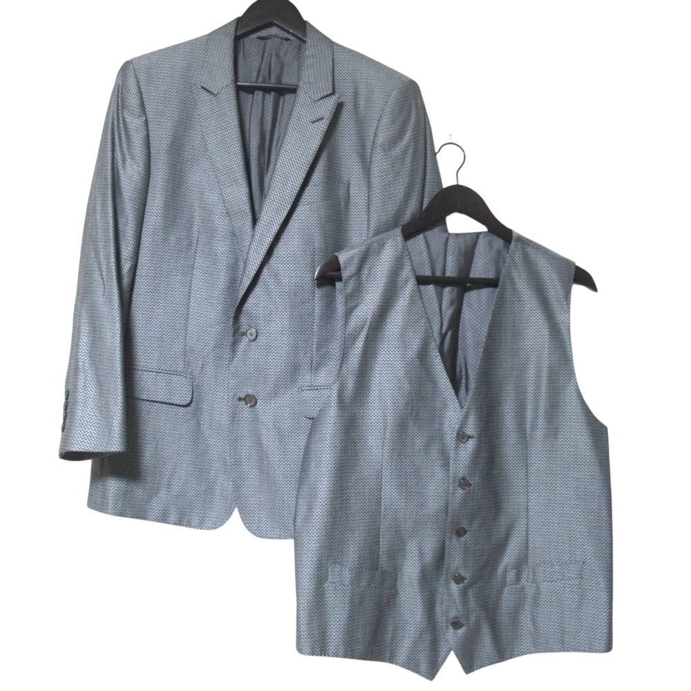 Dolce & Gabbana Martini Herringbone Pattern Wool Silk Tailored Jacket Gilet
