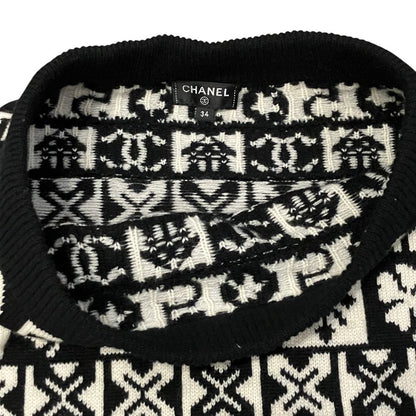Chanel Coconage Cashmere Knit Skirt 34 Black White — view 3