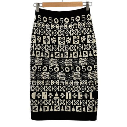 Chanel Coconage Cashmere Knit Skirt 34 Black White — view 2