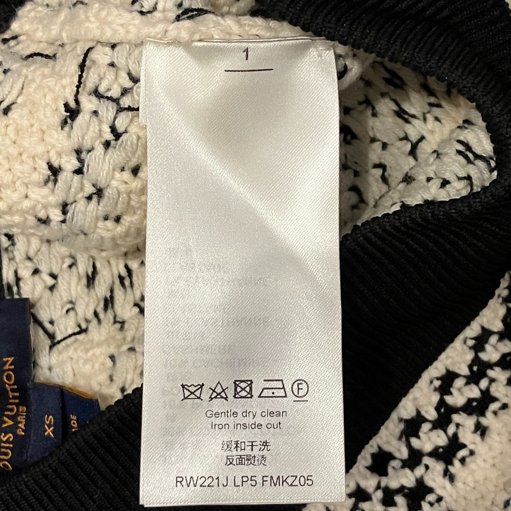 Louis Vuitton Monogram Patch Plaid Tweed Knit Skirt XS Black White — view 7